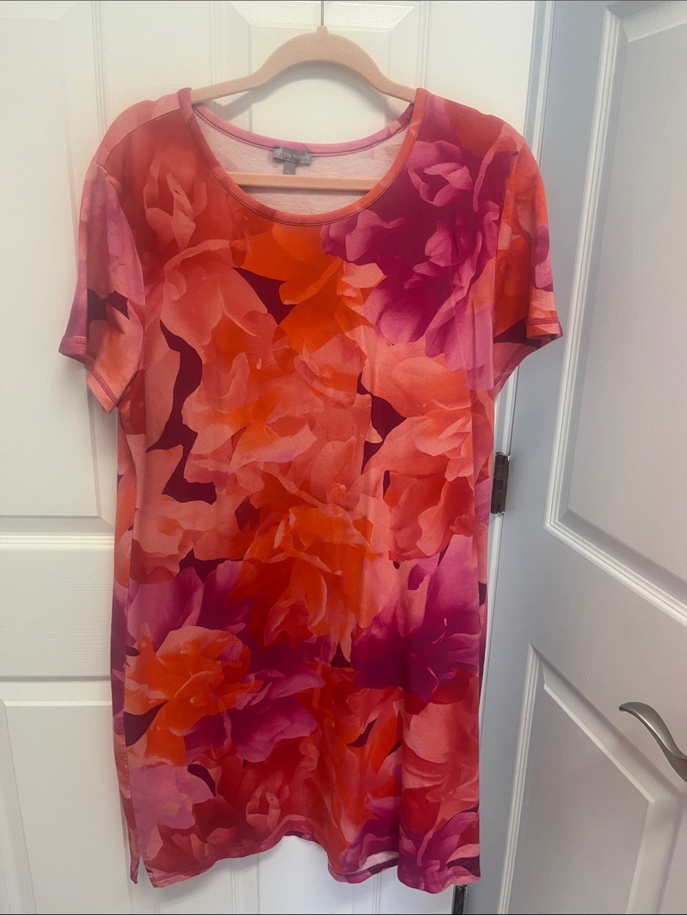 Talbots Pink and Orange Floral Short-Sleeve Tunic